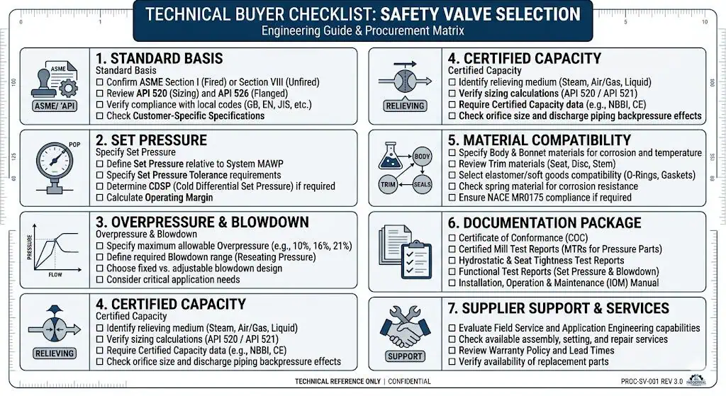 buyer checklist for GB vs ASME safety valve selection before ordering