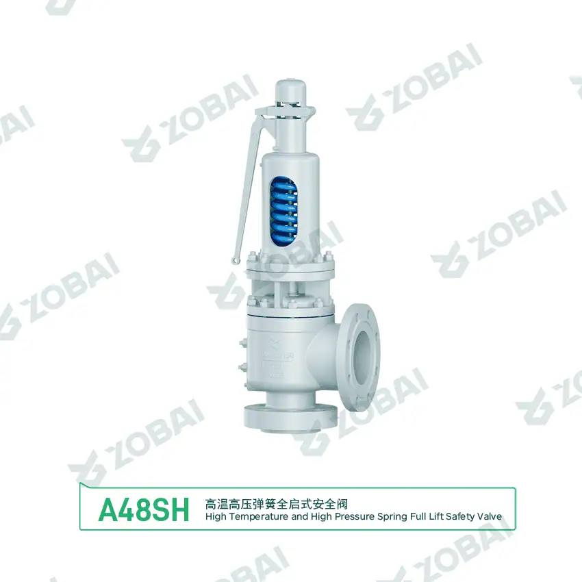 A48SH spring full-lift safety valve with exposed blue spring window and flanged connections
