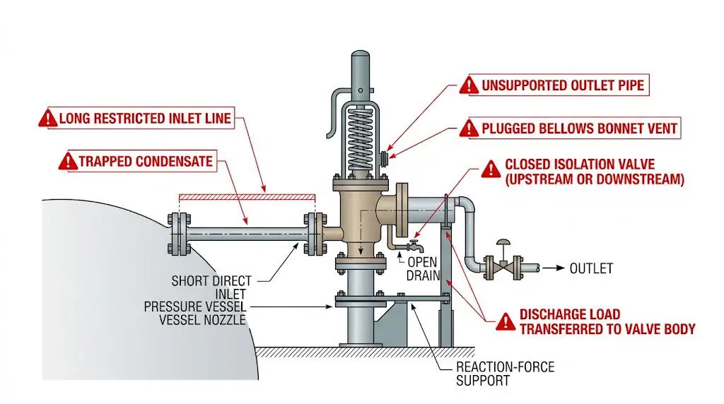 Effetto della contropressione sui design convenzionali di valvole di sicurezza a molla bilanciate a soffietto e pilotate