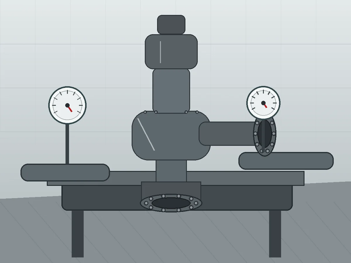 High pressure safety valve on an industrial pressure test bench for engineering review