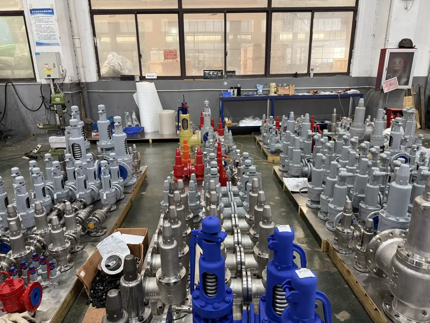 ZOBAI mixed safety valve production batch in the assembly area