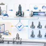 Decision flow showing that an LNG cryogenic safety-valve candidate is screened only after the relief basis, required duty, and relieving phase are defined.