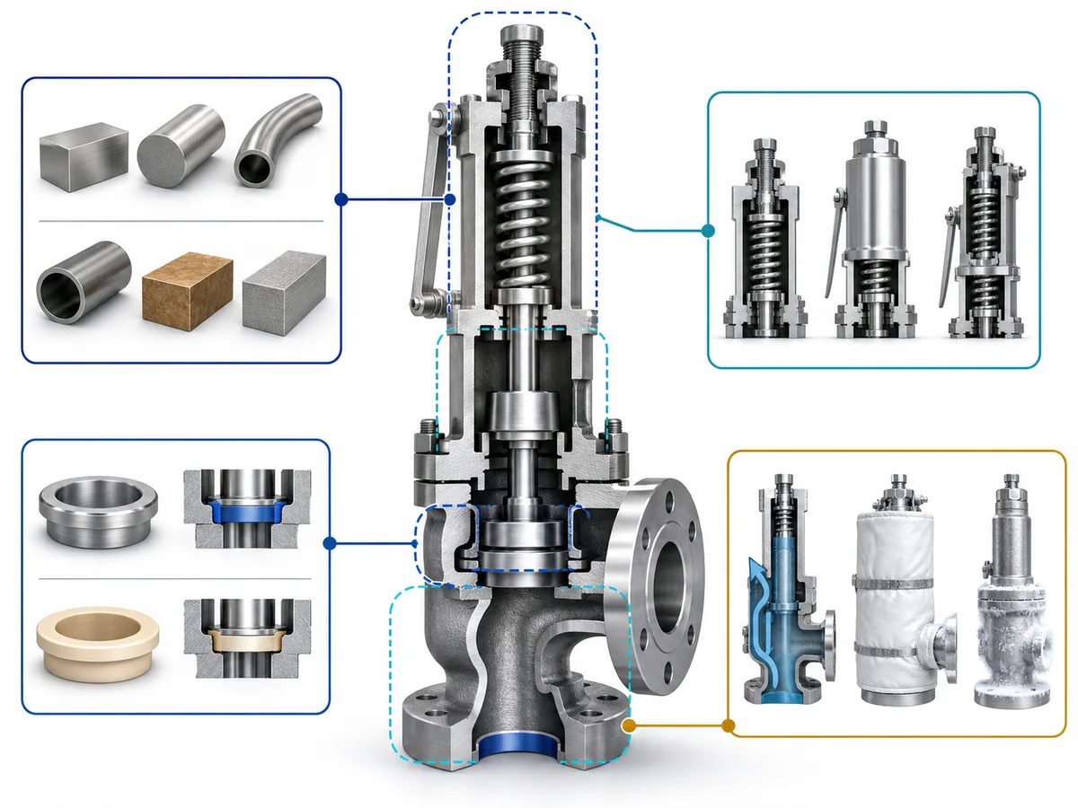 ZOBAI Cryogenic Safety Valve Selection for LNG Service IMG-03 Generic cryogenic safety-valve cutaway highlighting material, seat, bonnet, and thermal-configuration evidence that must be verified for an LNG candidate.