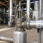 Insulated high-temperature safety valve installed on process piping