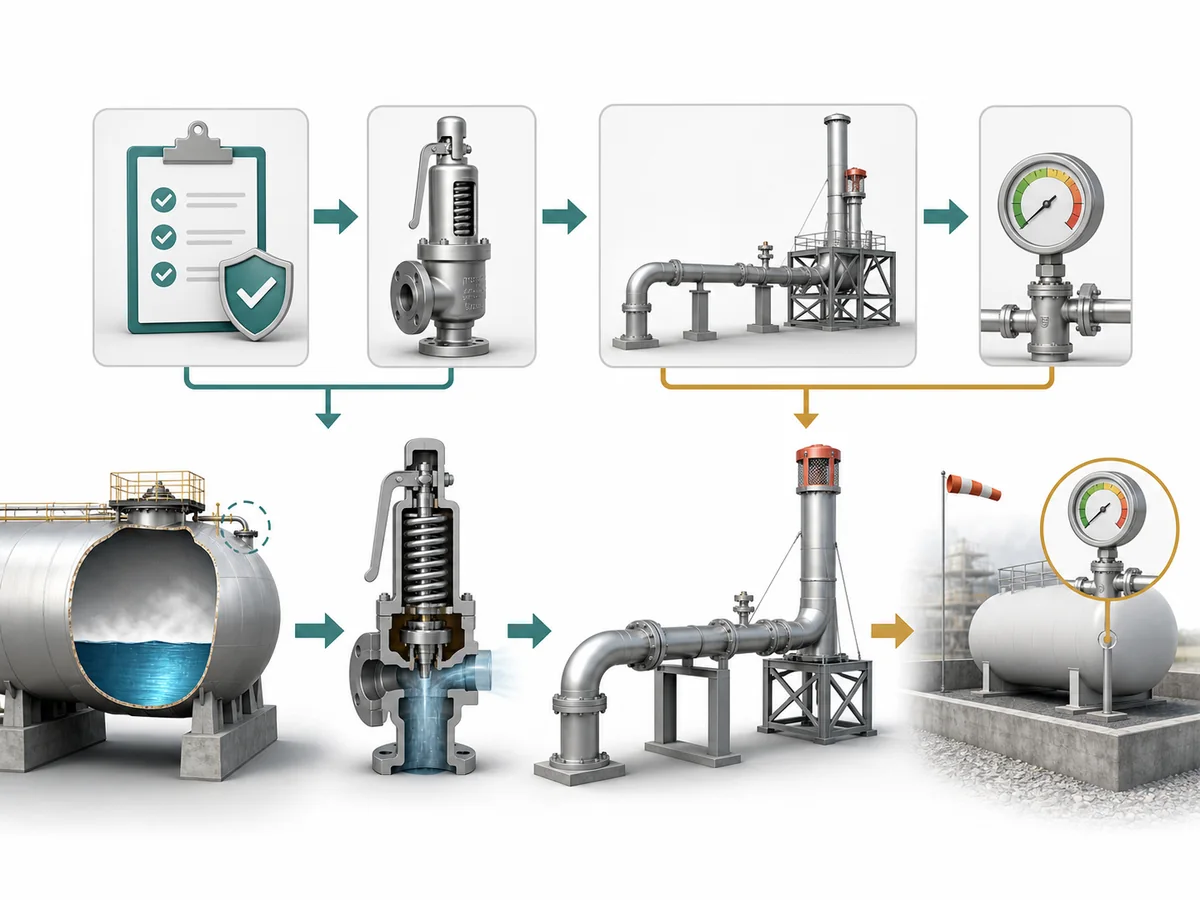 ZOBAI How to Select an LPG Safety Valve for Storage Tanks IMG-03 Selection flow linking required relieving capacity to valve review and the defined downstream discharge condition.