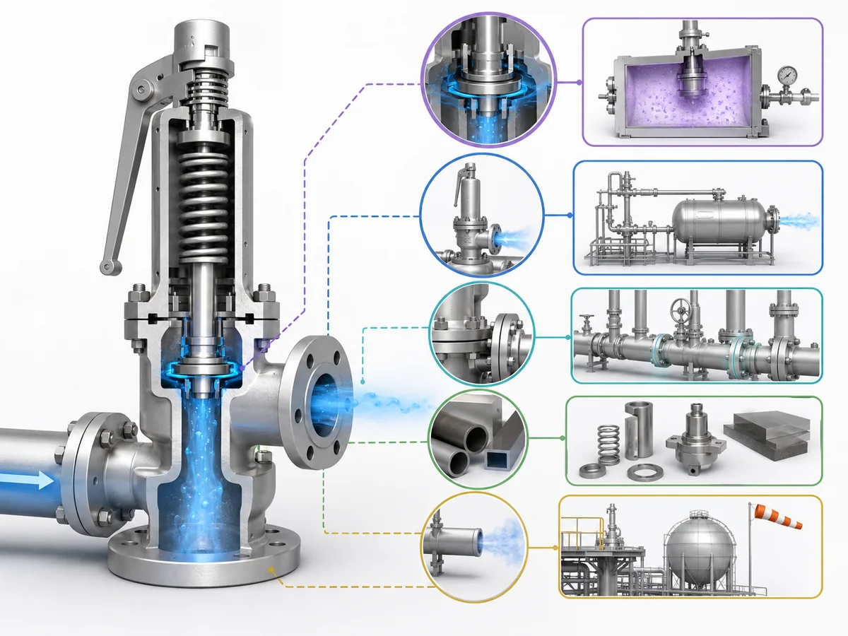 ZOBAI Hydrogen Safety Valve Selection: Leakage, Materials and Ignition Risk IMG-02 Conceptual evidence-scope comparison separating seat tightness, relieving-capacity evidence, other pressure-boundary/external leakage questions, and material compatibility. No numeric test limits, standard clauses, product data, or zero-leakage implication.