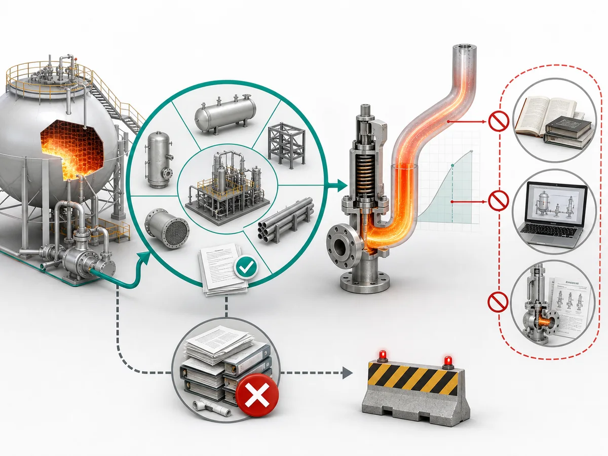 ZOBAI LPG Safety Valve Fire Case: Capacity and Discharge Review IMG-02 Project-specific fire-case inputs feeding the relief analysis while generic examples and valve literature remain outside the approved project-input path.