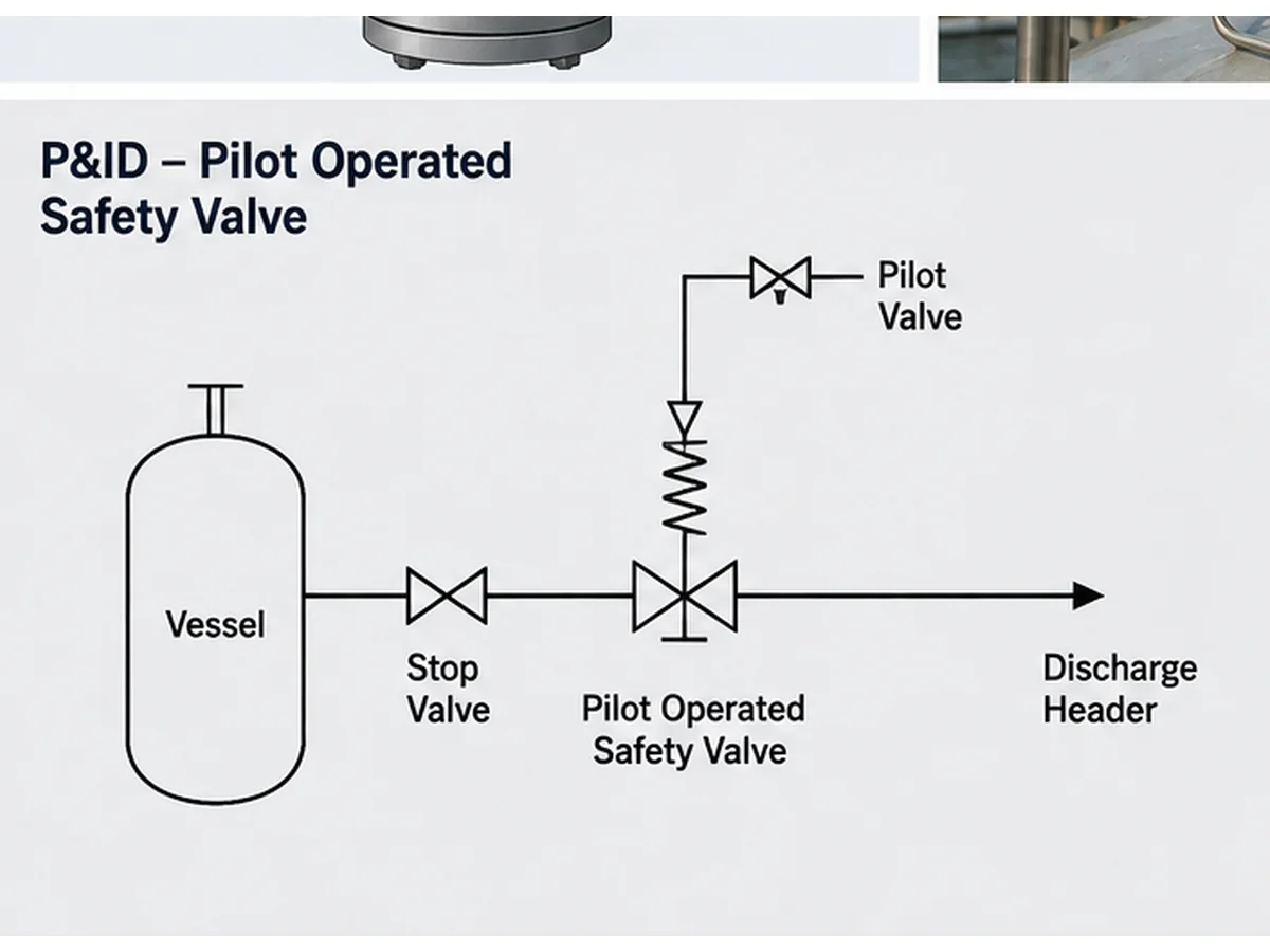 P and ID style schematic of a pilot operated safety valve sensing and isolation arrangement