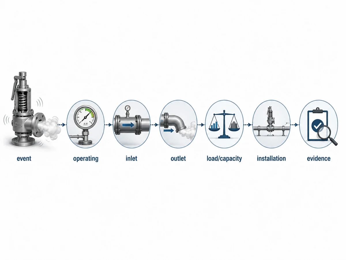 Diagnosis-first path for safety valve chatter Conceptual diagnosis-first path for investigating spring-loaded safety valve chatter from event evidence to supported conclusion