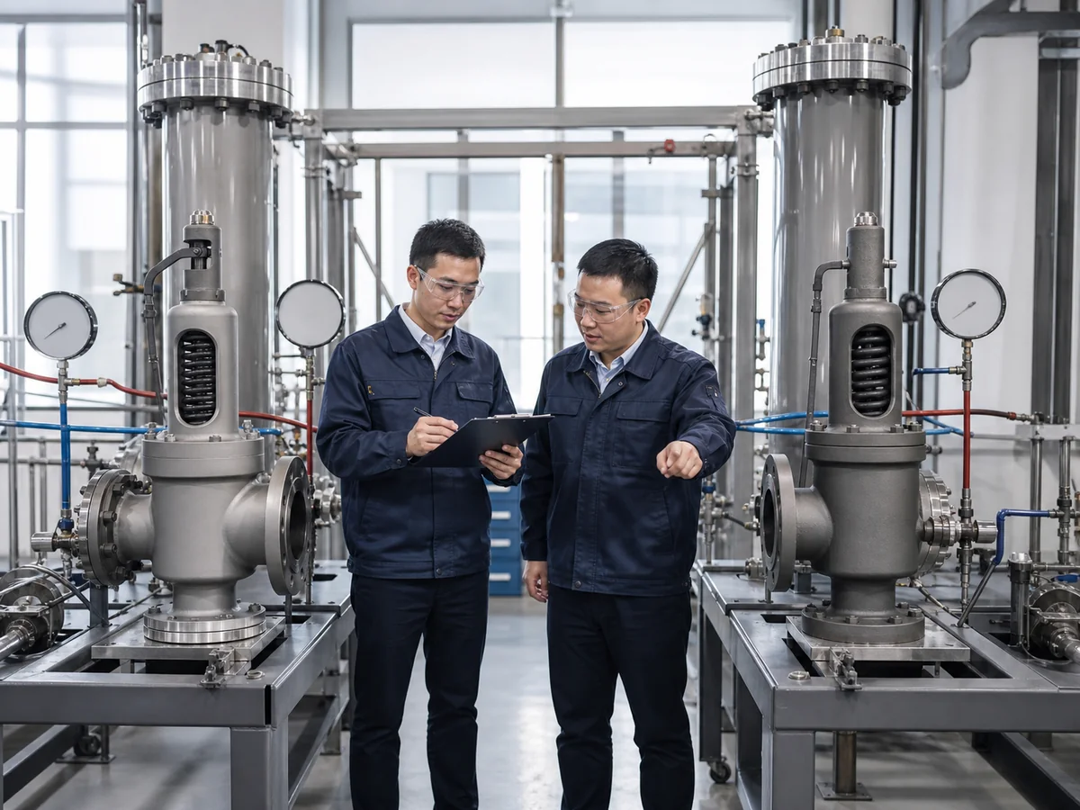 Two safety valve series reviewed on adjacent pressure performance test benches