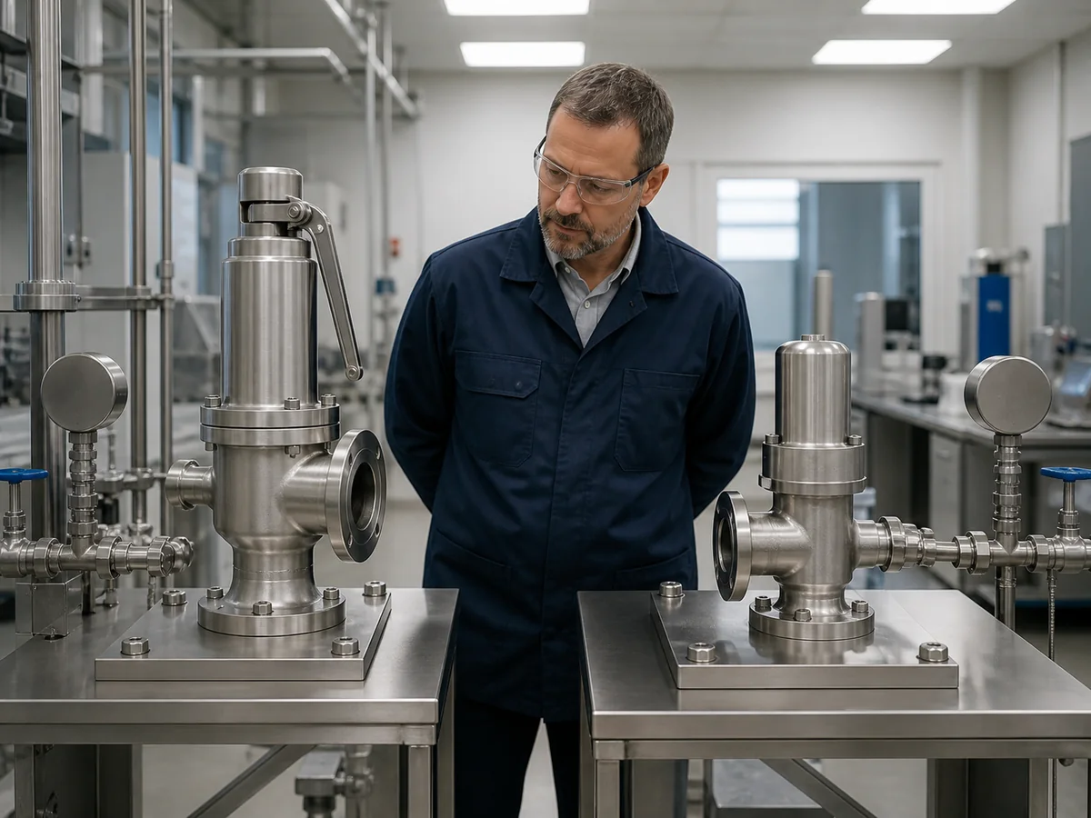 Lever safety valve and closed cap relief valve arranged on separate test stations