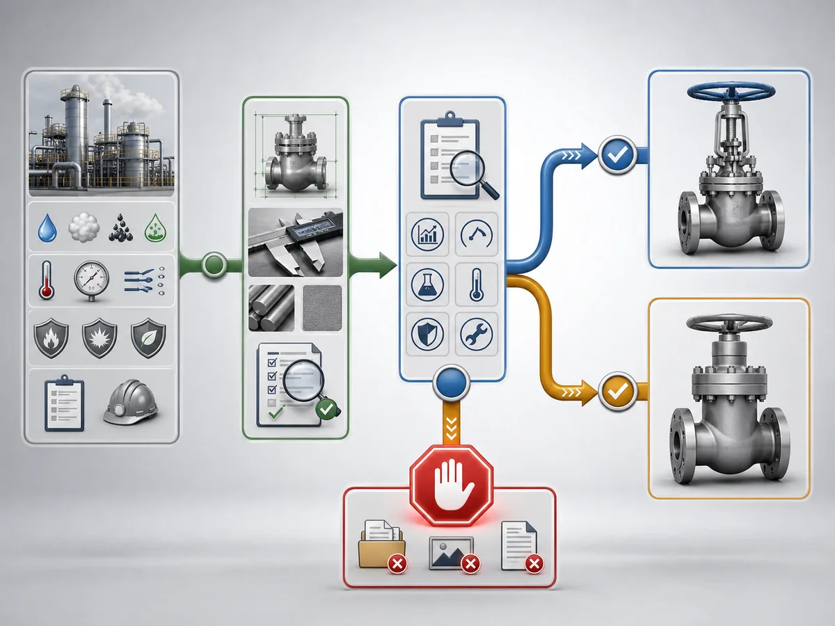 Conceptual bonnet-selection workflow using service conditions, protection requirements and confirmed engineering data.