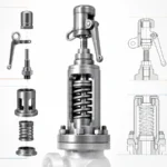 Simplified safety-valve upper assembly showing cap or lifting arrangement and bonnet or spring chamber as separate specification axes.