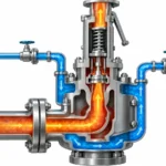Heating medium conditions for a jacketed safety valve shown in a utility circuit separate from the protected process relief path.