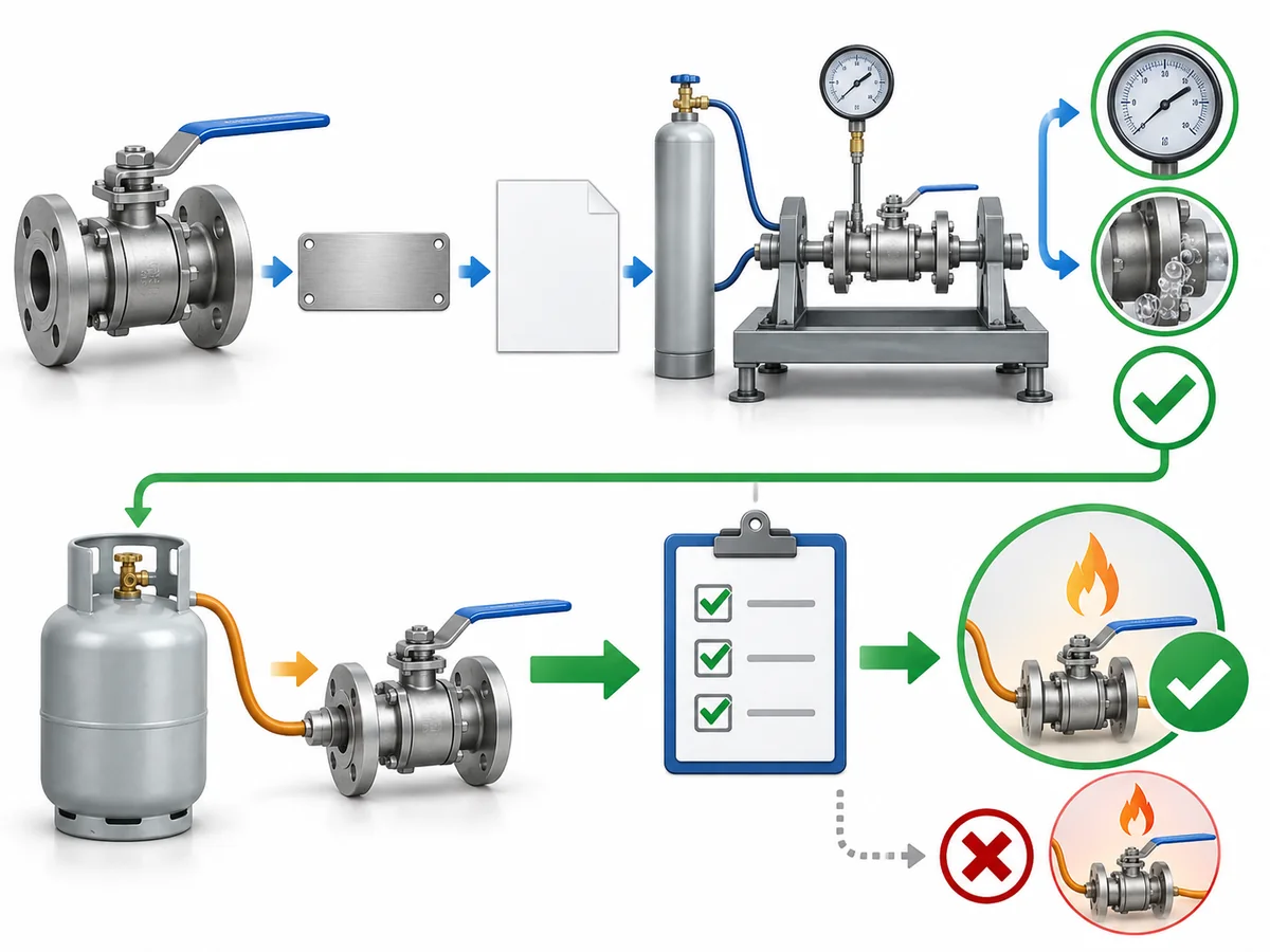 Conceptual review chain for a supplier API 527 seat-tightness test record and LPG service evidence.