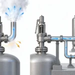 Scarico di una valvola di sicurezza in atmosfera aperta rispetto a un sistema di scarico chiuso e collegato.