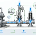 Local and remote pressure sensing paths for a pilot-operated pressure relief valve.
