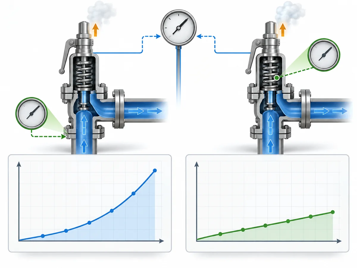 How to Read a Safety Valve Back-Pressure Curve - IMG-01 Conceptual comparison of two different pressure-ratio definitions used when reading back-pressure curves.