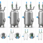 Conceptual comparison of single PSV, duty-standby, multiple-active and staged pressure-relief arrangements.