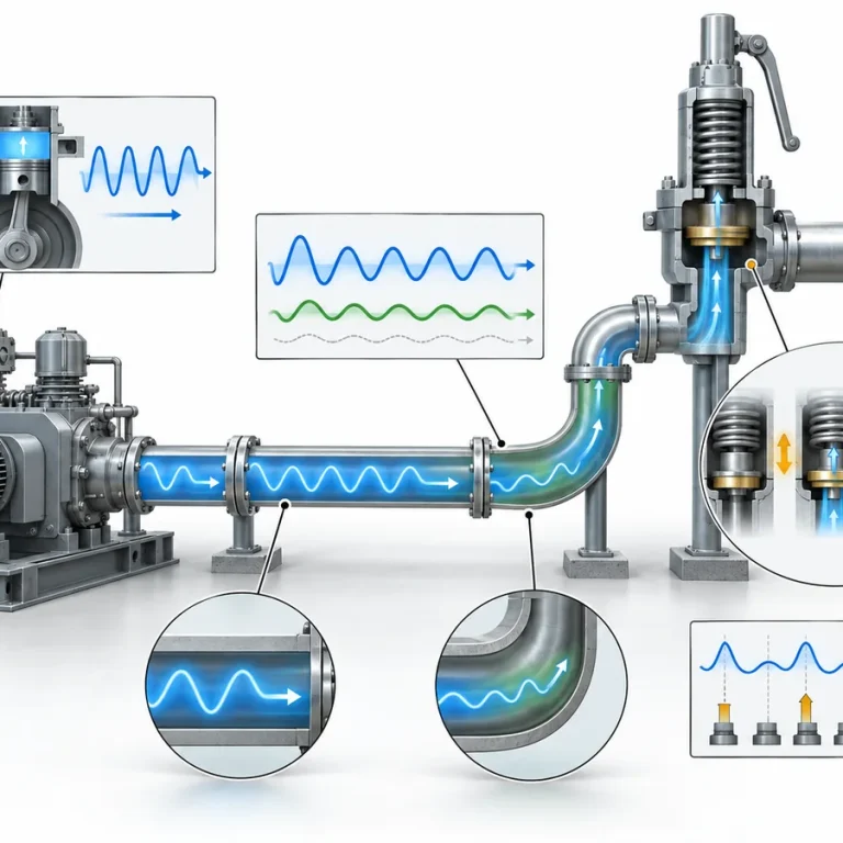 Pulsação de pressão do compressor e resposta do sistema de entrada da PRV.
