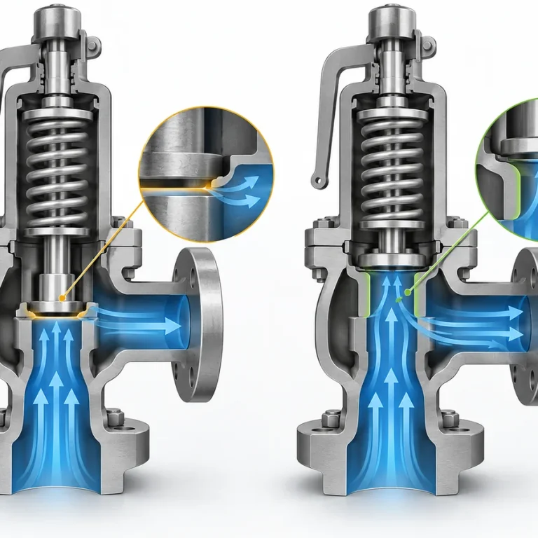 Safety valve cross-section showing curtain area increasing with disc lift until another internal flow area becomes controlling.